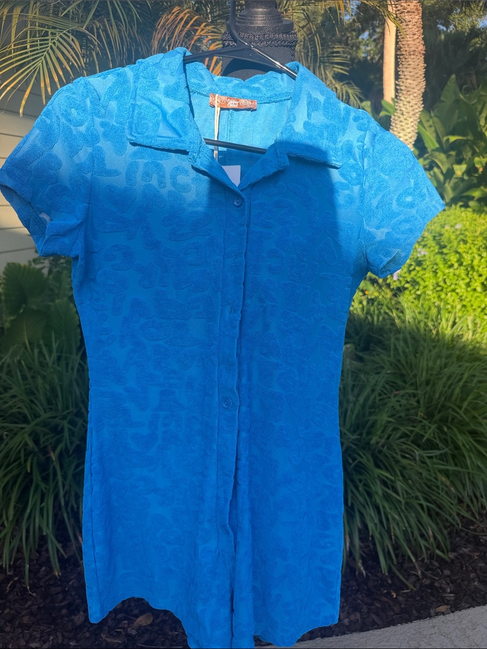 Bright Blue Short-Sleeve Button-Front Women’s Romper 🐊 Gators Football